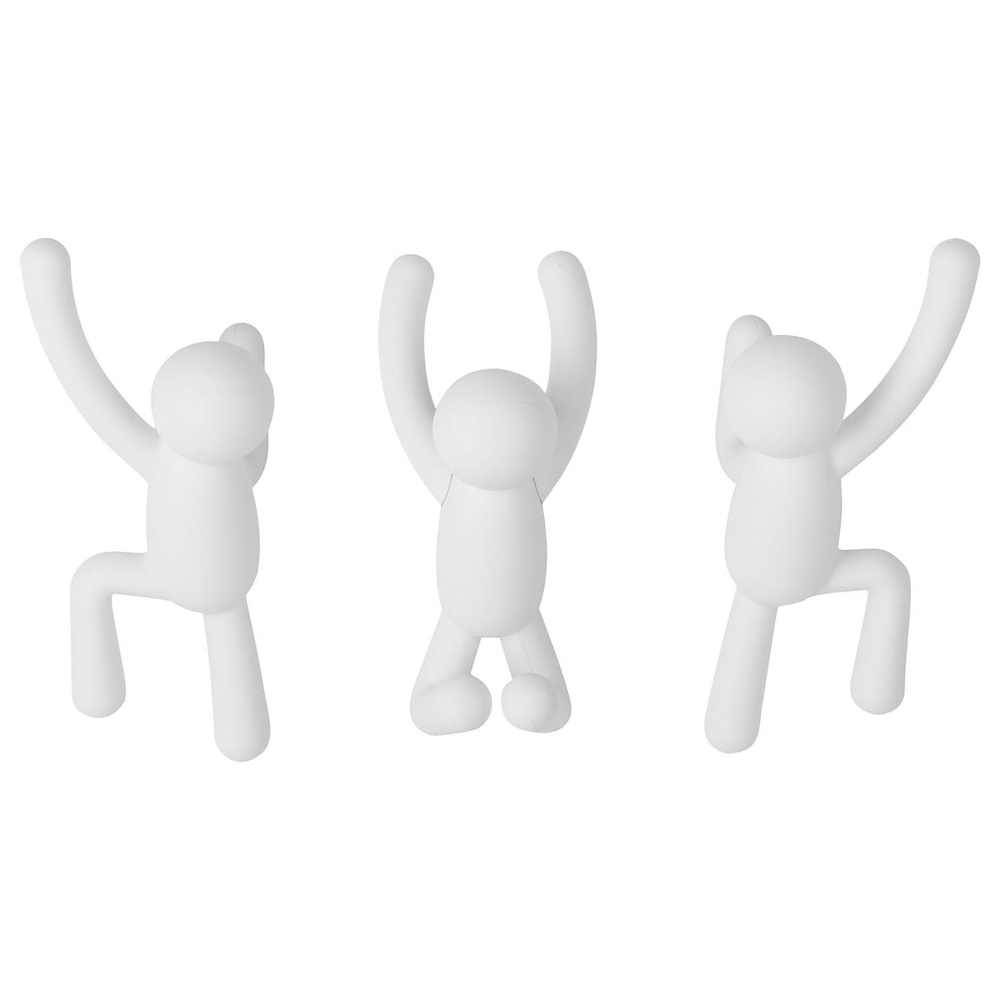 Wall Mounted Hooks, Decorative, Set of 3, UMBRA BUDDY HOOKS, White