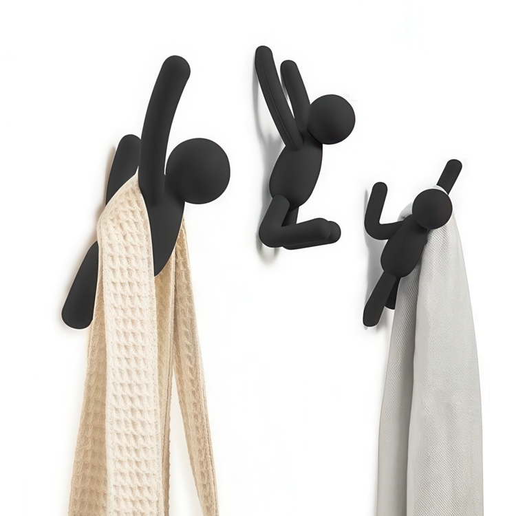Wall Mounted Hooks, Decorative, Set of 3, UMBRA BUDDY HOOKS, Black