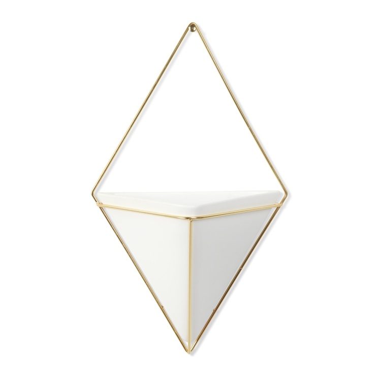 Wall mounted Vase, TRIGG WALL VESSEL, LARGE, Umbra, White / Brass