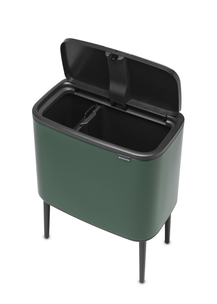 Recycling station on legs, 2 inserts, BRABANTIA BO TOUCH 23 + 11 L, Pine Green