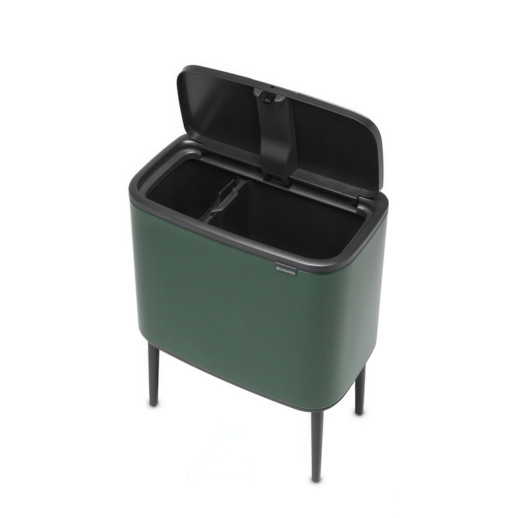 Recycling station on legs, 2 inserts, BRABANTIA BO TOUCH 23 + 11 L, Pine Green