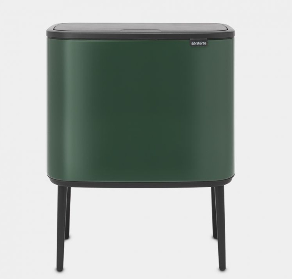 Recycling station on legs, 2 inserts, BRABANTIA BO TOUCH 23 + 11 L, Pine Green