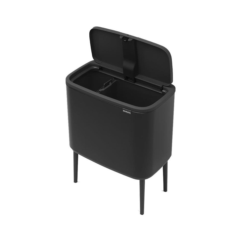 Recycling station on legs, 2 inserts, BRABANTIA BO TOUCH, 23 + 11 L, Black