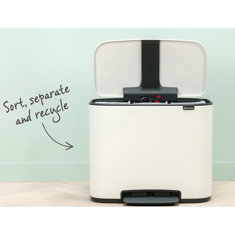 Recycling station, 2 inserts, BRABANTIA BO PEDAL BIN 23 + 11 L