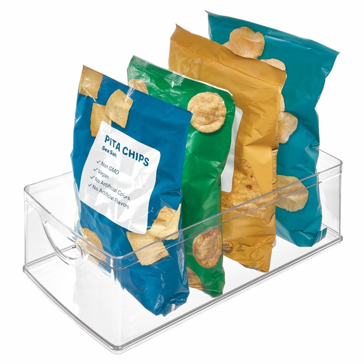 Storage Box with handels, RPET CABINET BIN, 40,6 x 20,3 x H 12,7 cm, Transparent