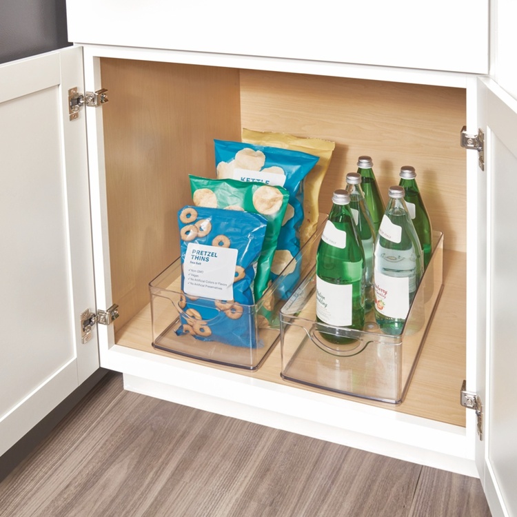 Storage Box with handels, RPET CABINET BIN, 40,6 x 20,3 x H 12,7 cm, Transparent