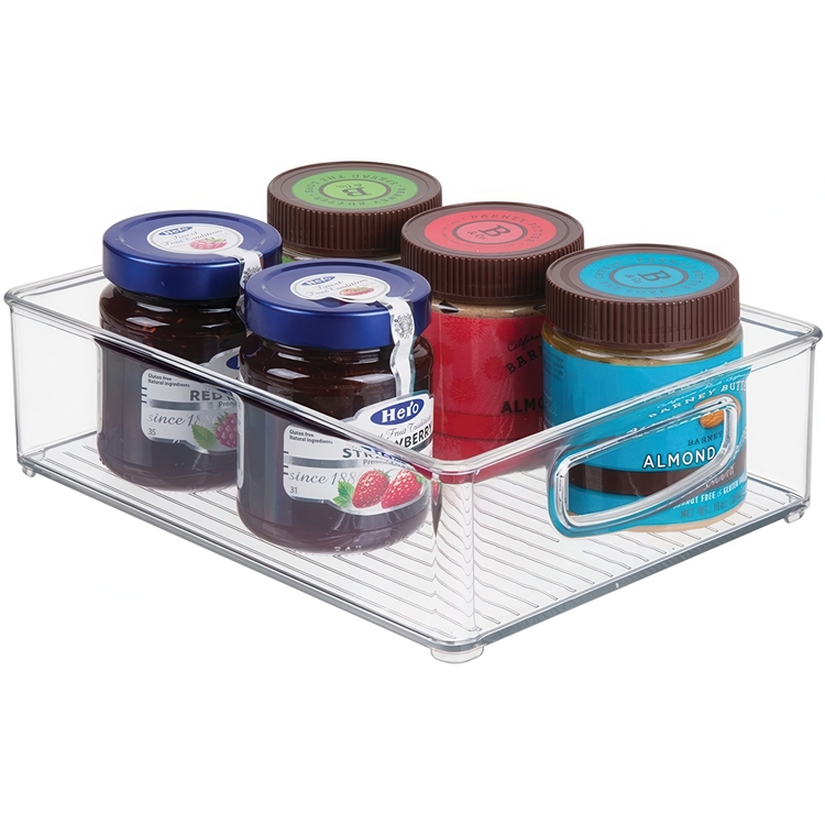 Storage box with handle, Low, Short, LINUS CABINET BIN, 25,4 x 20,3 x H 7,6 cm, Transparent