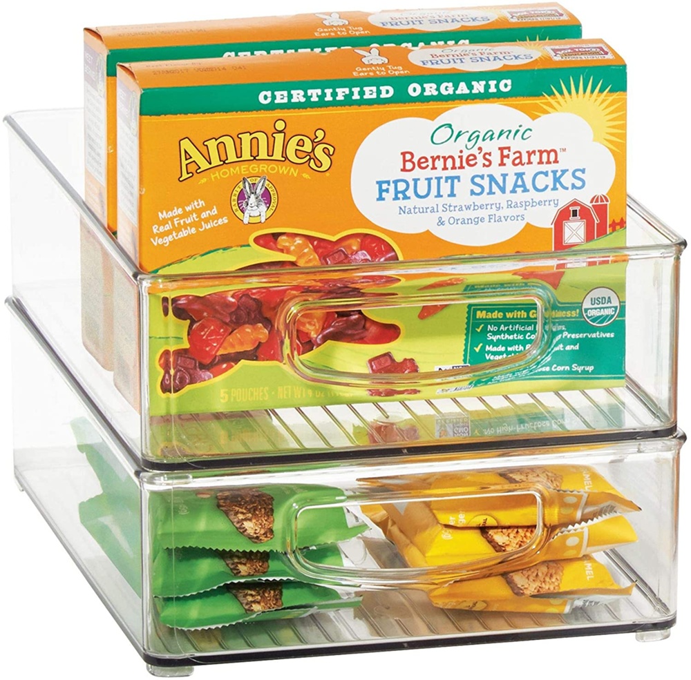 Storage box with handle, Low, Short, LINUS CABINET BIN, 25,4 x 20,3 x H 7,6 cm, Transparent