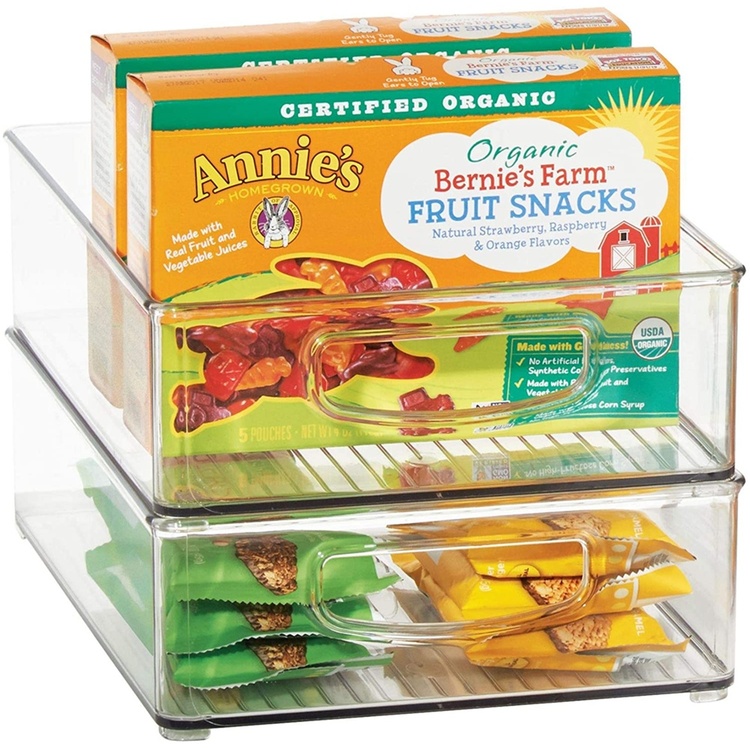 Storage box with handle, Low, Short, LINUS CABINET BIN, 25,4 x 20,3 x H 7,6 cm, Transparent