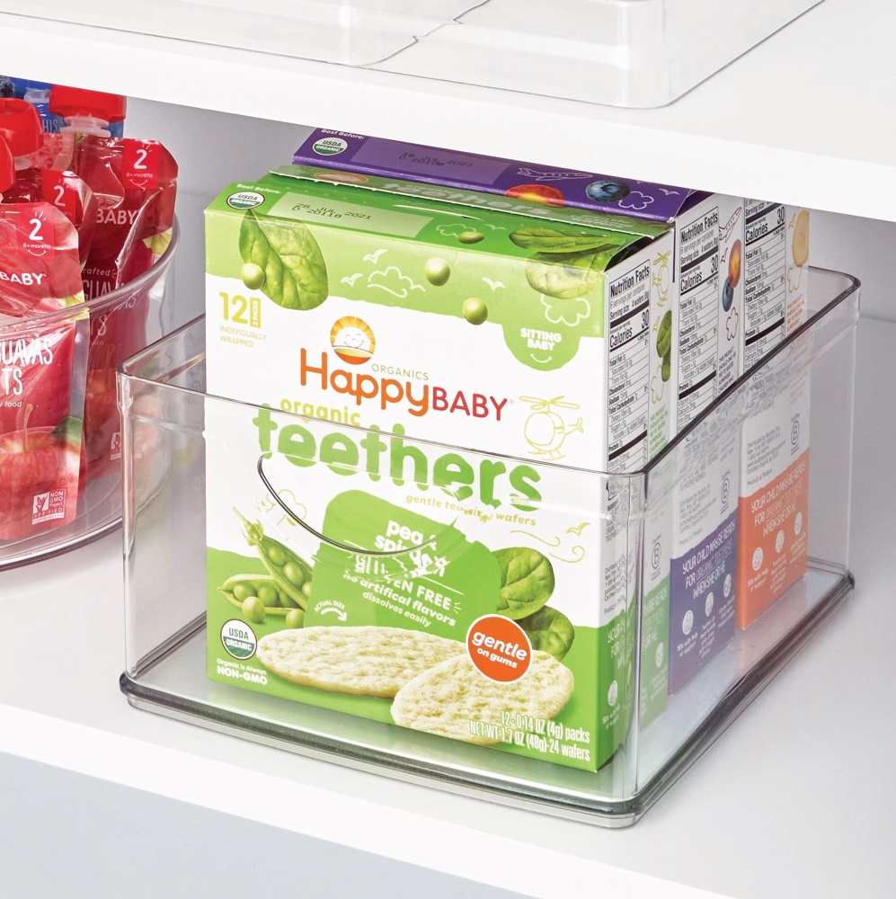Storage Box with handels, RPET CABINET BIN, 25,4 x 20,3 x H 12,7 cm, Transparent