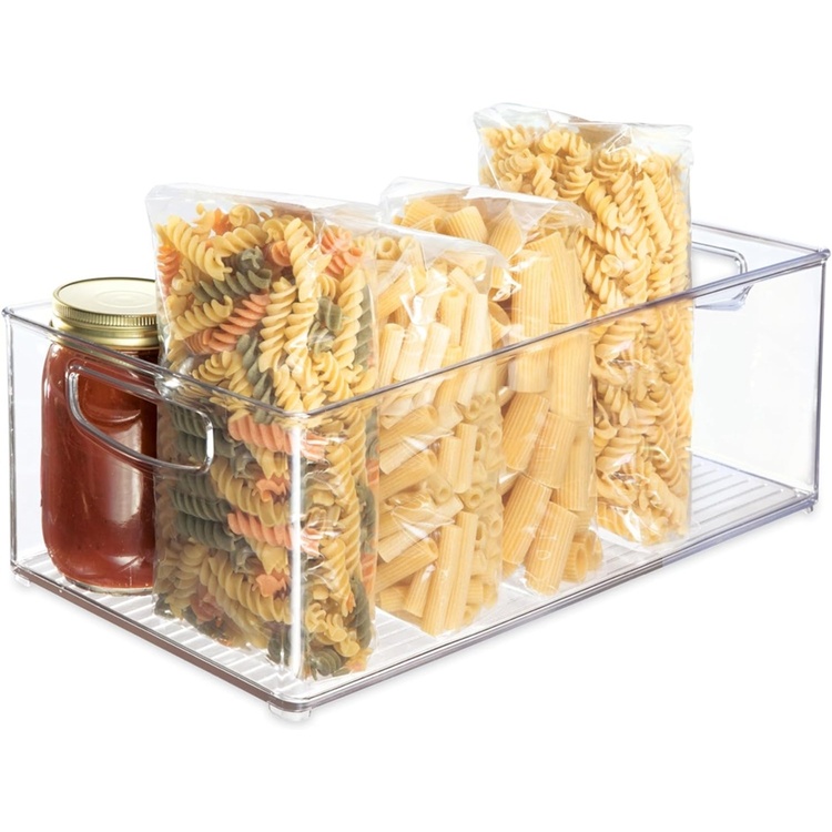 Storage box with handle, XL LINUS CABINET BIN, 20 x 41 x H13, Transparent