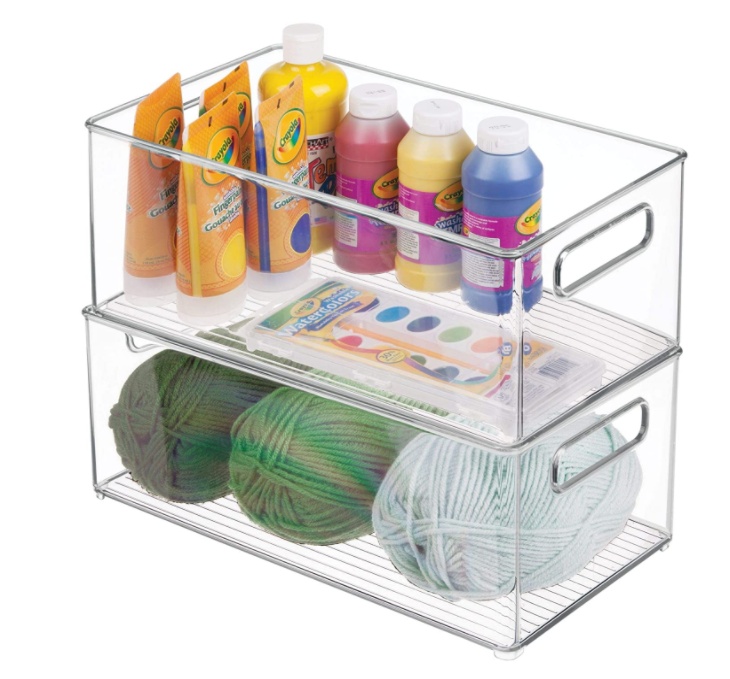 Storage box with handle, XL LINUS CABINET BIN, 20 x 41 x H13, Transparent