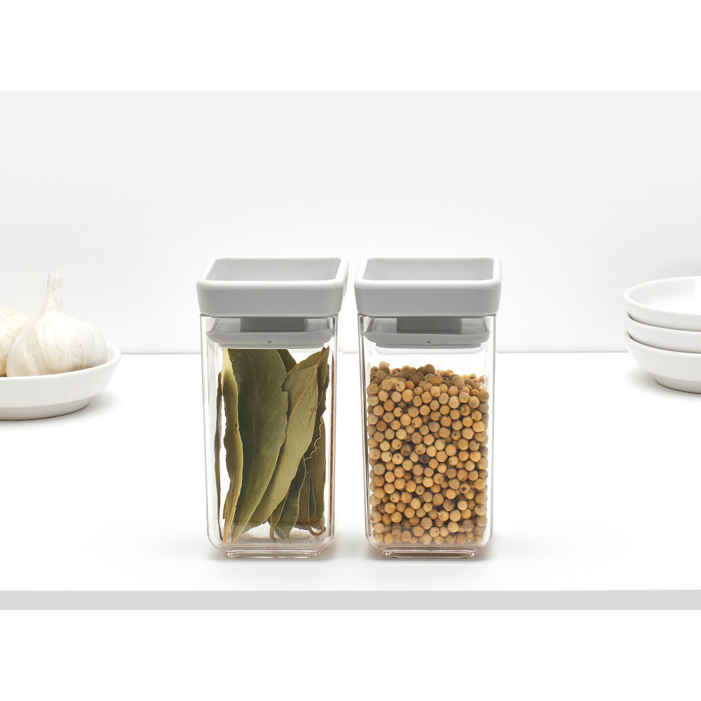 Canisters Set of 2, 0,15L, TASTY+ MINI, Brabantia, Clear / Light Grey