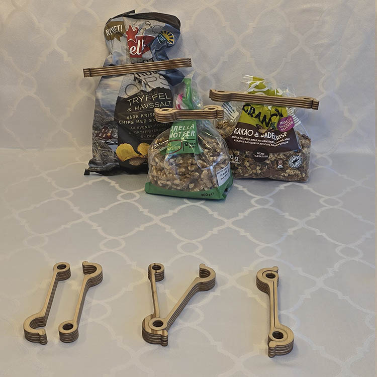 Wooden bag clips, 5-pack