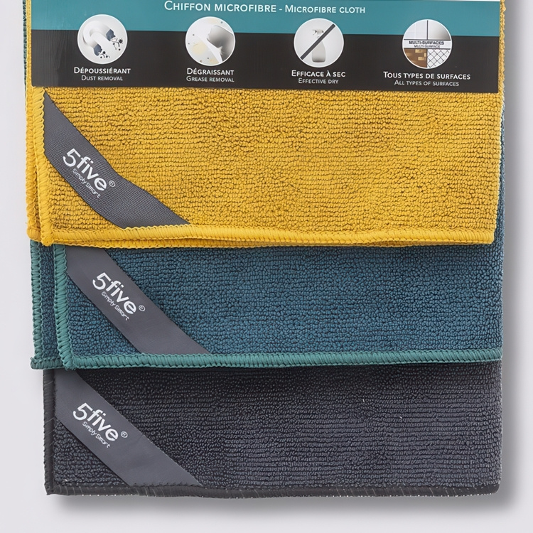 Cleaning cloths, set of 3, SUPER ACTION PLUS, 40 x 30 cm, Mustard / Petrol / Grey in the group Storage / Cleaning and waste sorting at SmartaSaker.se (40004)