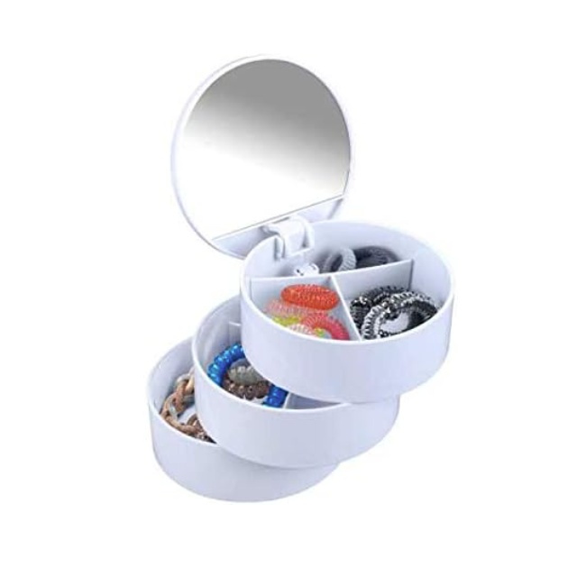 Storage box, COSMETIC TOWER, Ø 13 x H14 cm, White in the group Storage / Bathroom storage / Makeup storage at SmartaSaker.se (40033)