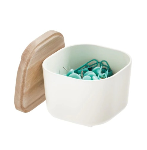 Drawer Organiser with wooden lid, ECO SMALL COMPACT BIN, 9 x 9 x H 7 cm, Offwhite / Nature in the group Storage / Storage boxes / Mini organizers at SmartaSaker.se (40035)