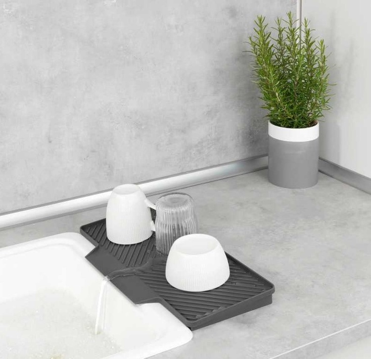 Drain mat for small spaces, NEIL, 40 x 20 cm, Grey in the group Storage / Kitchen storage / Dish racks and sink accessories at SmartaSaker.se (40065)