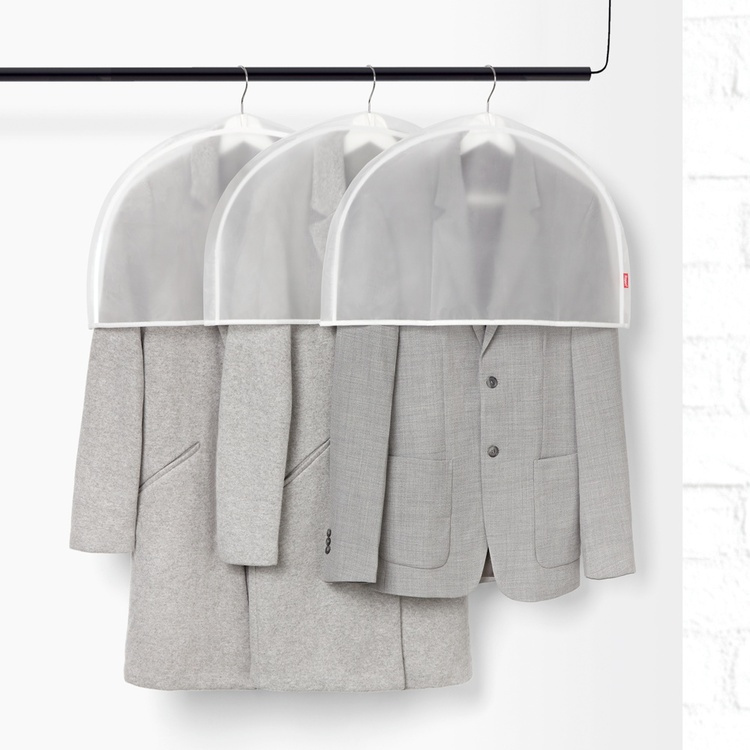 Shoulder Covers, Set of 3, MILKY WHITE, 60 x H 32 cm, Transparent White in the group Storage / Wardrobe storage / Garment covers at SmartaSaker.se (40073)