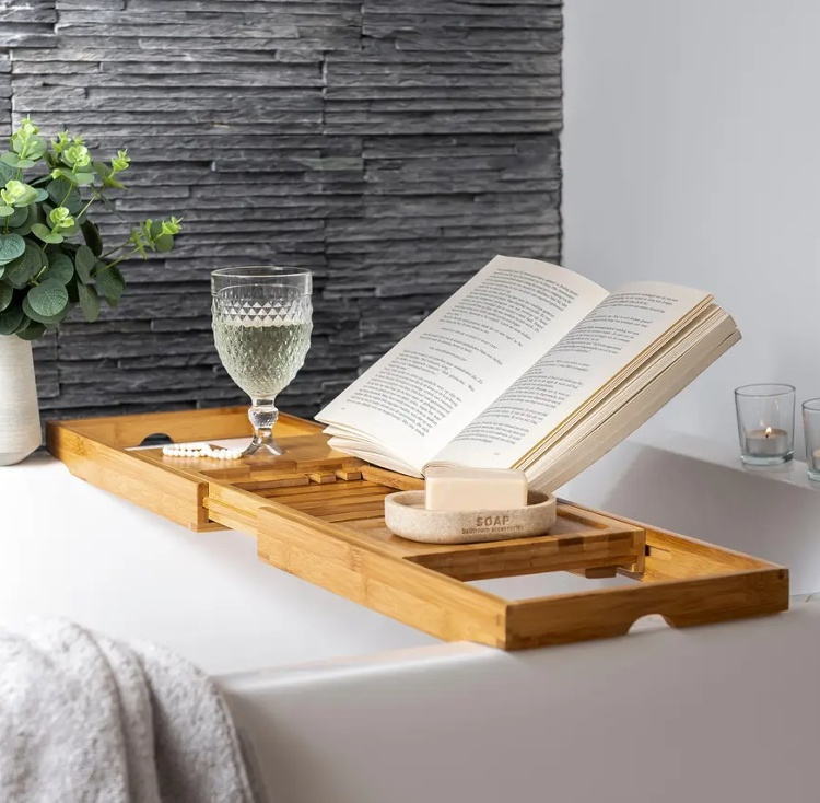 Bath Tub Tray, Telescopic, BAMBOO PLATEAU DE BAIGNOIRE, 70 -105 x 22 x H 4 cm, Natur in the group Storage / Bathroom storage / Bath and shower caddies at SmartaSaker.se (40074)