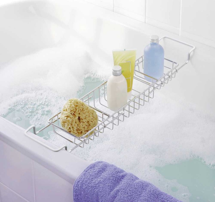 Bath Tub Tray in metal, Telescopic, BADEWANNEBRUCKE, 58-92 x 13 x H 8 cm, Silver in the group Storage / Bathroom storage / Bath and shower caddies at SmartaSaker.se (40075)