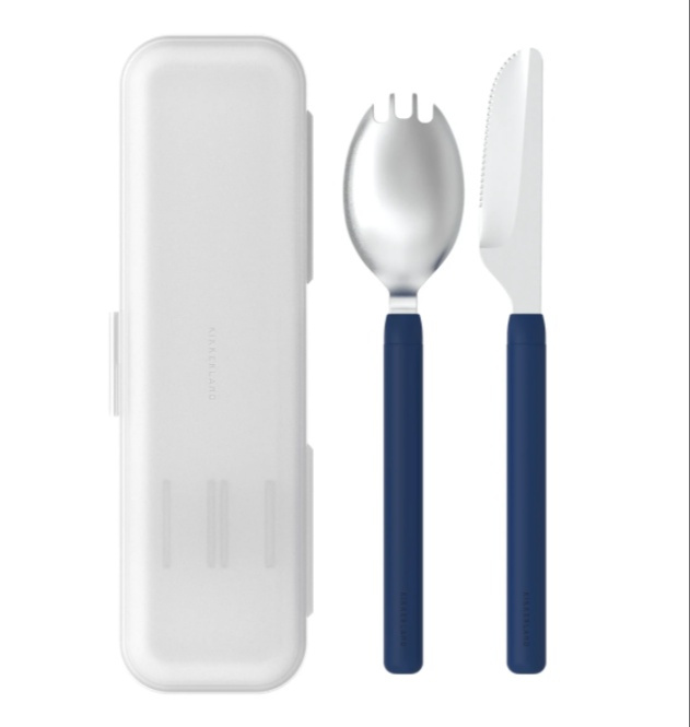 Spork and knife in a case, TRAVEL UTENSIL SET, Kikkerland, Navy Blue in the group Storage / Kitchen storage / Food containers at SmartaSaker.se (40099)