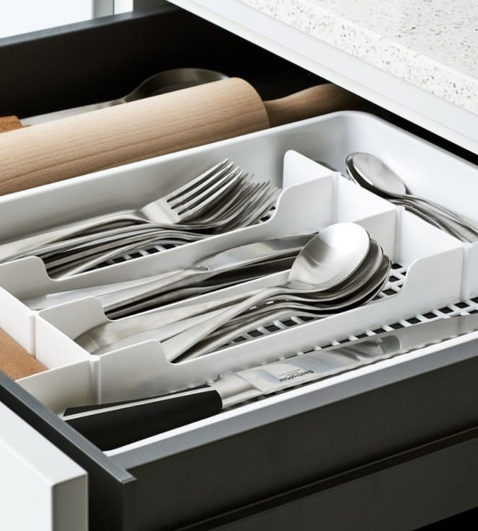 Cutlery Tray, 6 compartments, Large, GASTROMAX, 41 x 31 x H 5 cm,, White in the group Storage / Kitchen storage / Kitchen cabinet organizers / Cutlery drawers at SmartaSaker.se (40102)