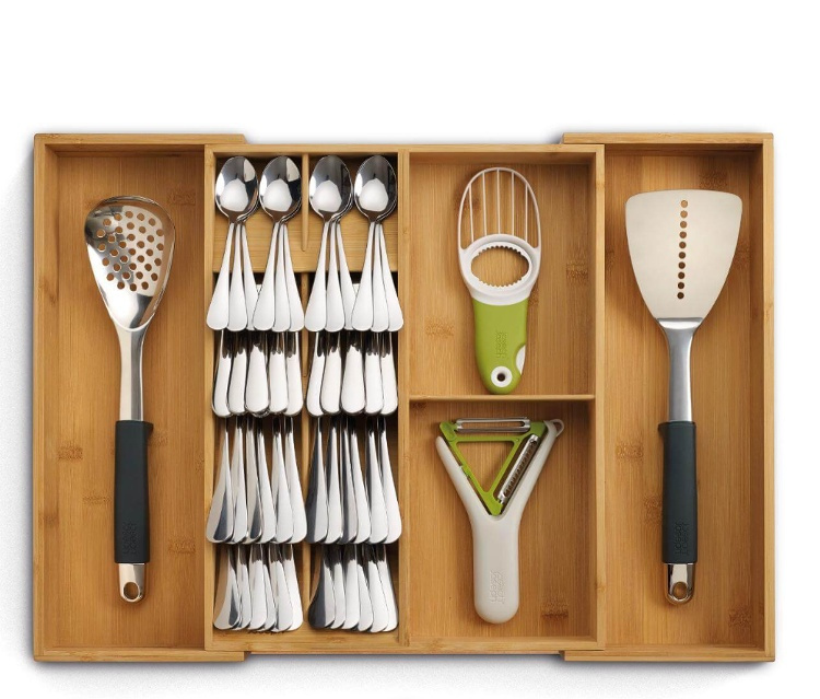Cutlery Tray, Expandable, DRAWERSTORE, Joseph Joseph, 40 x 32~56 x H 6,8 cm, Nature in the group Storage / Kitchen storage / Kitchen cabinet organizers / Cutlery drawers at SmartaSaker.se (40106)
