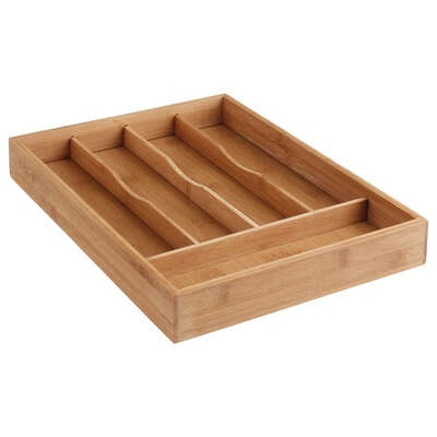 Bamboo Cutlery Tray, SMALL CUTLERY HOLDER, 34 x 25 x H 4,3 cm, Nature in the group Storage / Kitchen storage / Kitchen cabinet organizers / Cutlery drawers at SmartaSaker.se (40108)