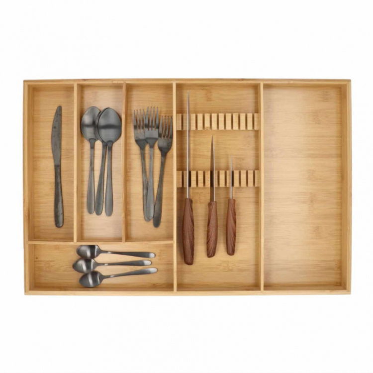 Bamboo Cutlery Tray, TIDY SMART XXL CUTLERY HOLDER, 38 x 58 x H 5 cm, Nature in the group Storage / Kitchen storage / Kitchen cabinet organizers / Cutlery drawers at SmartaSaker.se (40111)