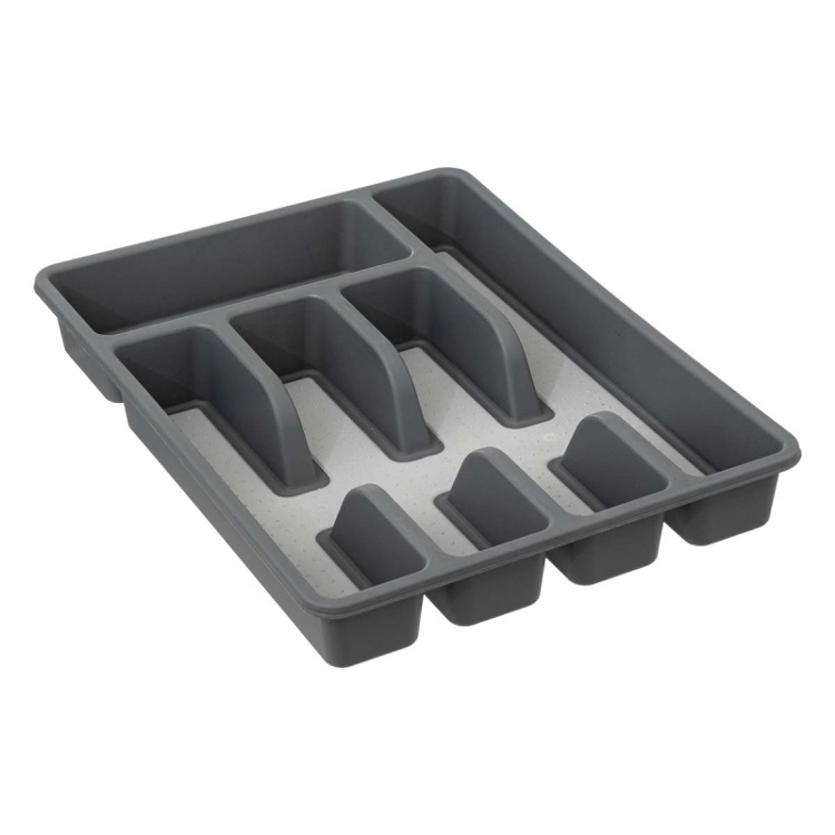 Cutlery tray, 5 compartments, NON SLIP RANGE-COUVERTS, 36,5 x 26.5 x H 5 cm, Grey in the group Storage / Kitchen storage / Kitchen cabinet organizers / Cutlery drawers at SmartaSaker.se (40114)