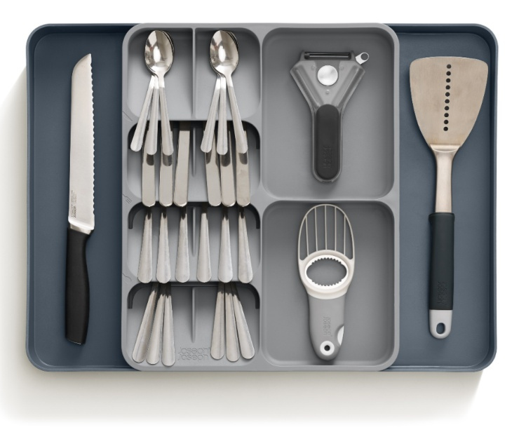 Cutlery Tray, Expanding, DRAWERSTORE, Joseph Joseph, 31,5 x 39,5~60 x H 5,5 cm, Grey in the group Storage / Kitchen storage / Kitchen cabinet organizers / Cutlery drawers at SmartaSaker.se (40124)