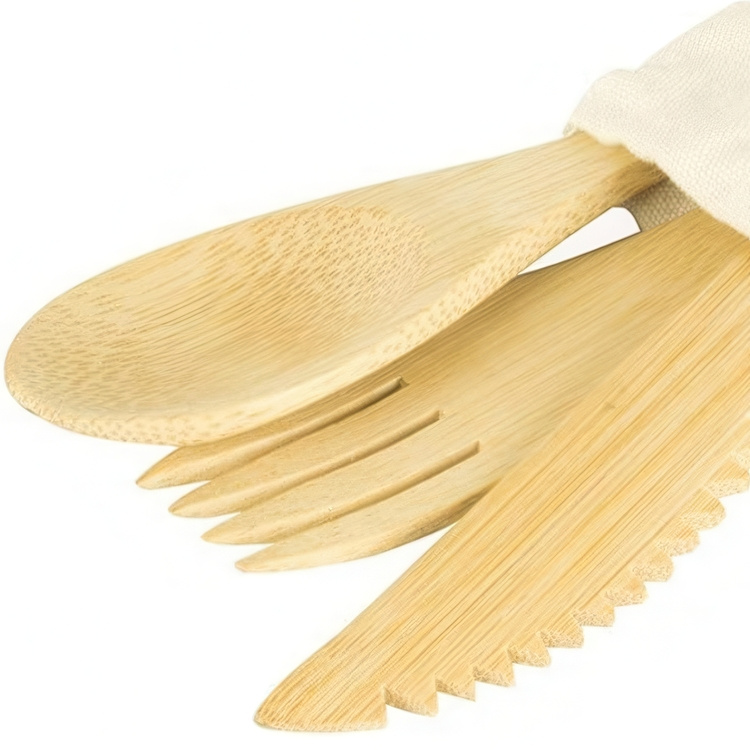Eco-friendly Cutlery Set in bamboo, PEBBLY COUVERTS EN BAMBOU, Nature in the group Storage / Kitchen storage / Food containers at SmartaSaker.se (40127)