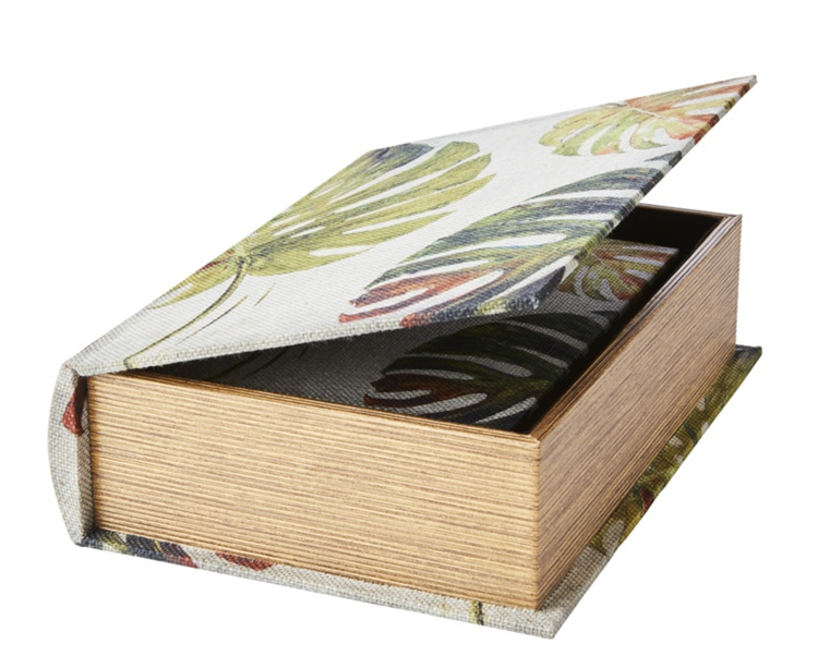 Secret Storage Book, MONSTRERA, LARGE, 27 x 19 x H 7 cm, Grey / green in the group Storage / Storage boxes / Mini organizers at SmartaSaker.se (40159)