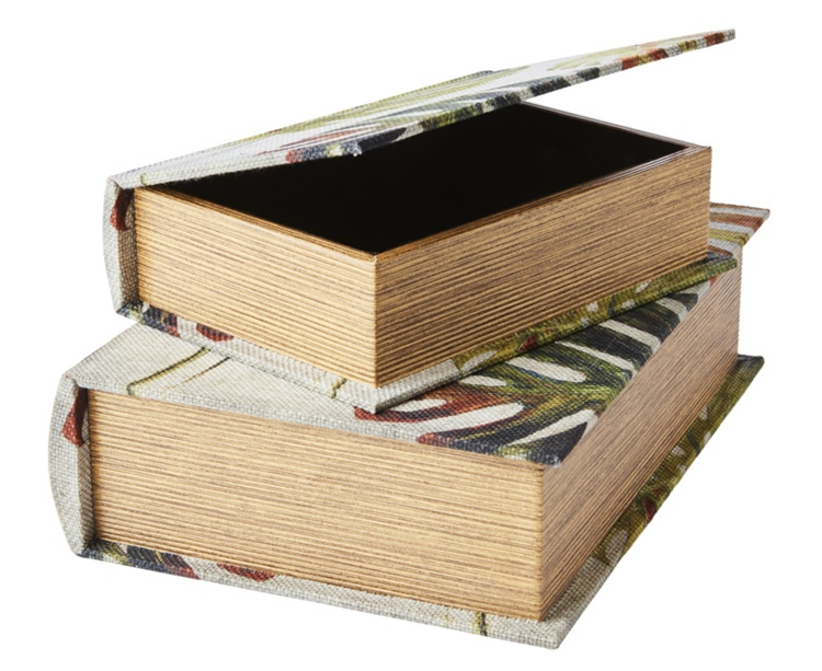 Secret Storage Book, MONSTRERA, SMALL, 20 x 14 x H 6 cm, Grey / Green in the group Storage / Storage boxes / Mini organizers at SmartaSaker.se (40160)
