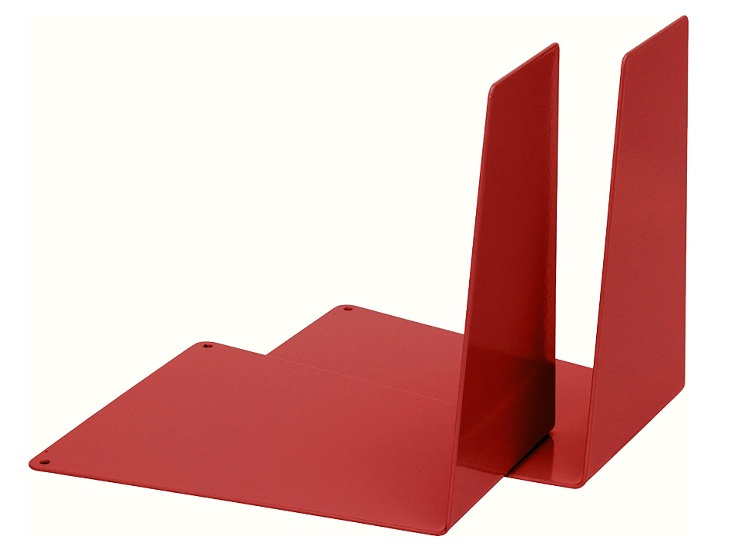 Metal bookends, Set of 2, WEDGE, 12 x 14 x H14,5 cm, Red in the group Storage / Office supplies at SmartaSaker.se (40172)