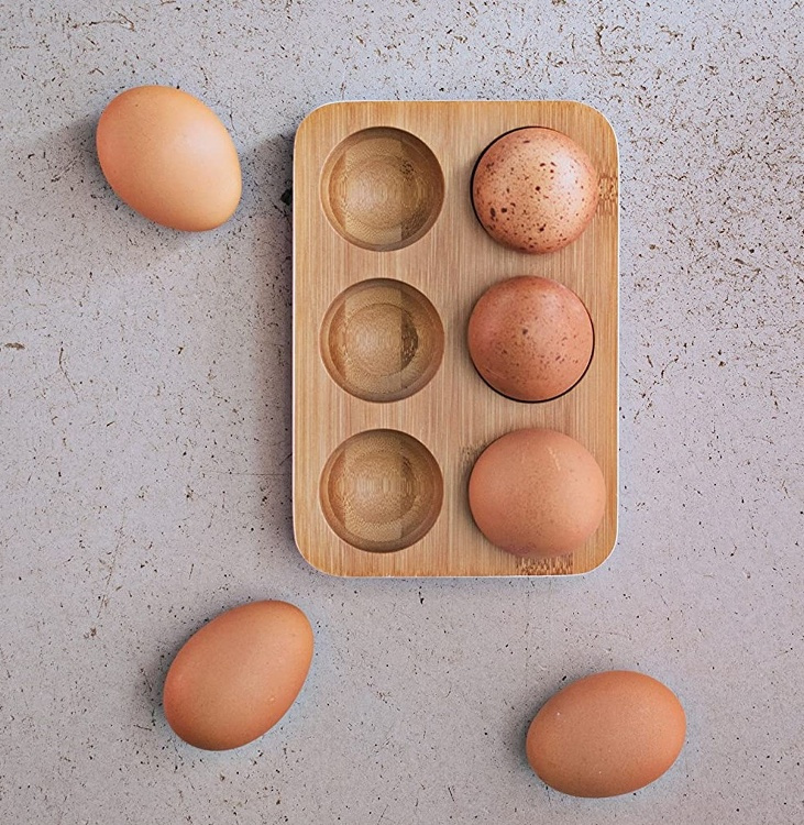 Tray for 6 Eggs, Bamboo, PEBBLY ECO EGG TRAY, 17,5 x 12 cm, Nature in the group Storage / Kitchen storage / Fridge storage at SmartaSaker.se (40238)