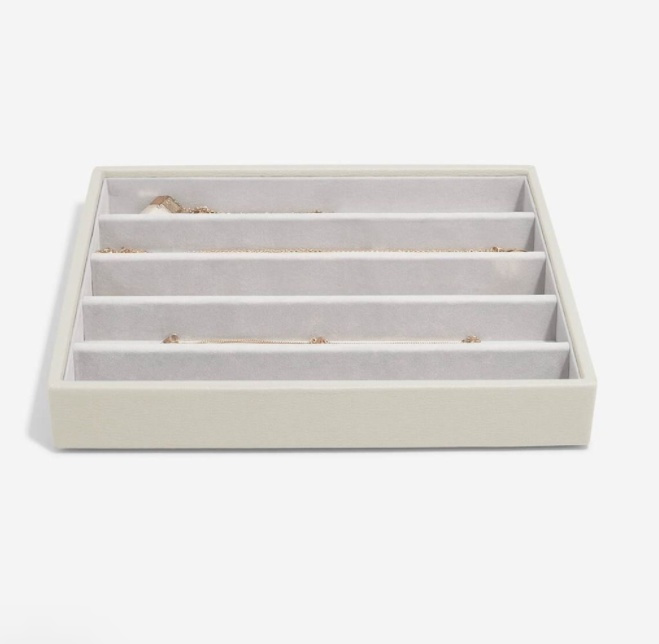 Tray for Necklaces, 5 Compartments, CLASSIC STACKERS, 25 x 18 x H 3,7 cm, Oatmeal in the group Storage / Bedroom storage / Jewelry storage at SmartaSaker.se (40240)