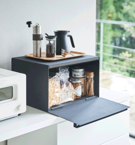 Steel Bread box, TOWER BREAD CASE, 40 x 34,5 x H 24 cm, Yamazaki, Black in the group Storage / Kitchen storage at SmartaSaker.se (40252)