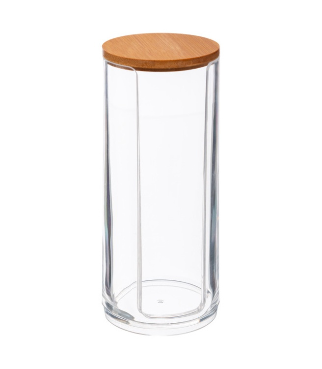 Cotton Pad Dispenser, SELENA BAMBOO, Ø 7 x H 17,8 cm, Clear / Nature in the group Storage / Bathroom storage / Makeup storage at SmartaSaker.se (40263)