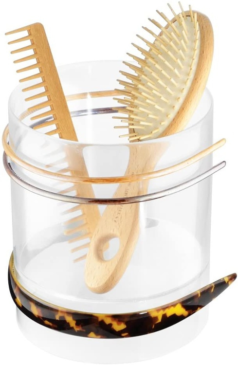 Container for headbands & brushes, HAIR ACCESSORY HOLDER, Ø 14 x H17 cm, Transparent in the group Storage / Bathroom storage at SmartaSaker.se (40264)