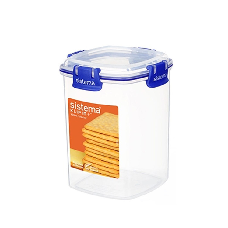 Canister, 0,9 L, KLIP IT PLUS CRACKER, Clear / Blue in the group Storage / Kitchen storage / Food containers / Plastic at SmartaSaker.se (40270)