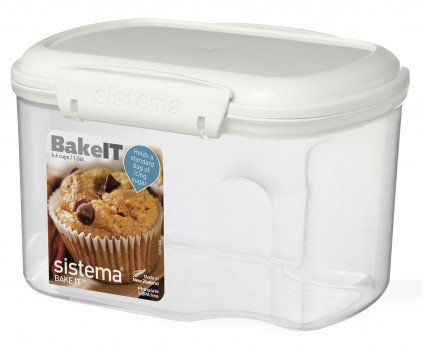 Jar, for flour, grain, etc. 1,56 L, SISTEMA BAKE IT, Clear / White in the group Storage / Kitchen storage / Storage bins and jars / Sistema at SmartaSaker.se (40272)