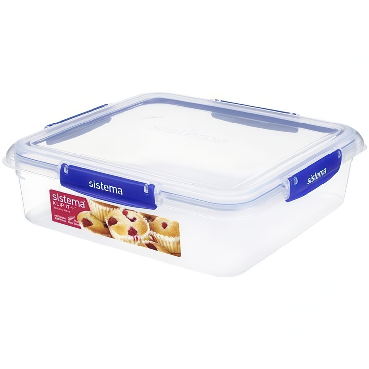 Bakery box, 3,5 L, KLIP IT PLUS, 27 x 26 x H 8 cm, Clear / Blue in the group Storage / Kitchen storage / Storage jars at SmartaSaker.se (40274)