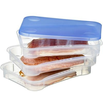Container for Cold Cut, 3 trays, CLUB CUISINE LARGE, 22,5 x 16,5 x H 9 cm, Clear / Blue in the group Storage / Kitchen storage / Storage bins and jars at SmartaSaker.se (40277)