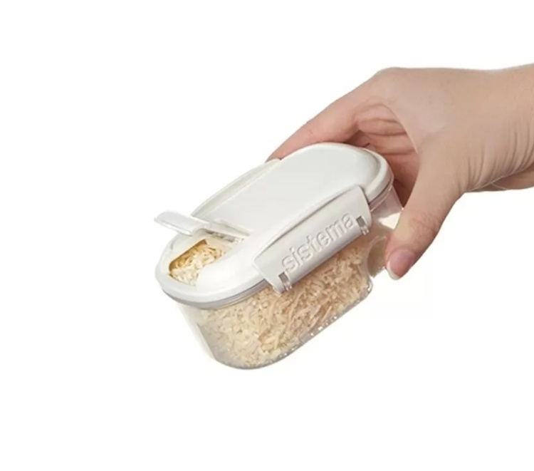 Jar, for grains, nuts, etc. Small, 285 ml, SISTEMA BAKE IT STACK & POUR, Clear / White in the group Storage / Kitchen storage / Storage bins and jars / Sistema at SmartaSaker.se (40283)