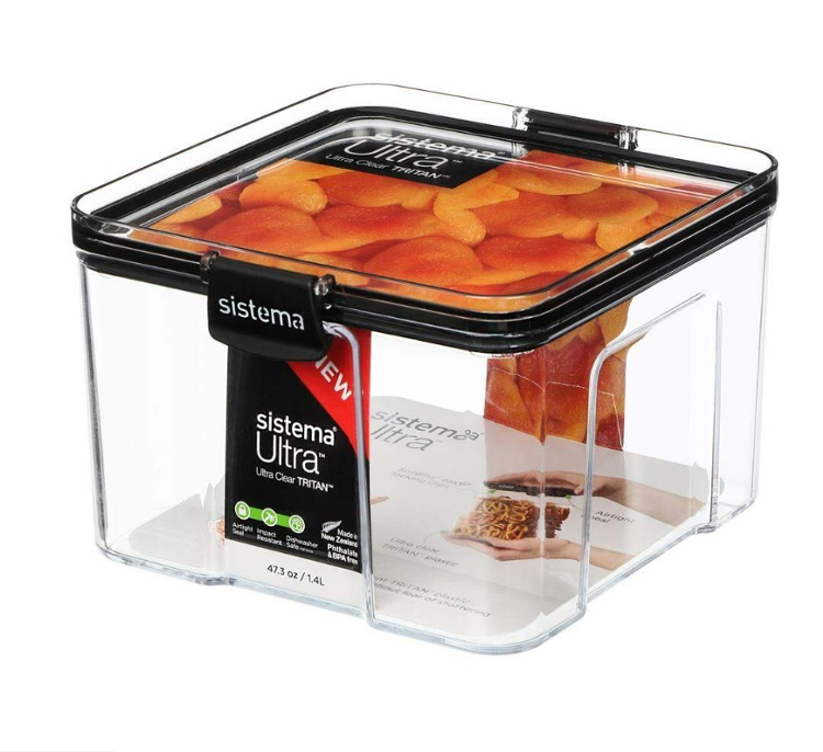 Canister, 1,4L, TRITAN ULTRA LARGE SQUARE, Clear / Black in the group Storage / Kitchen storage / Storage bins and jars at SmartaSaker.se (40316)