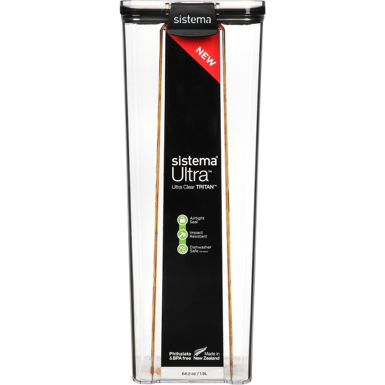 Canister, 1,9 l, TRITAN ULTRA SQUARE, Clear / Black in the group Storage / Kitchen storage / Storage bins and jars at SmartaSaker.se (40320)