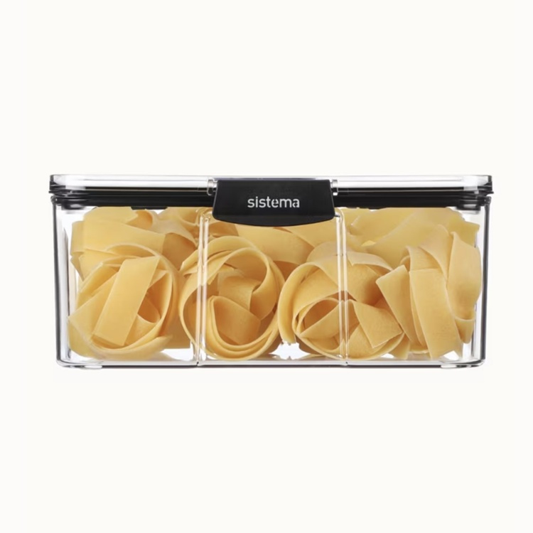 Canister, 2,63 L, TRITAN ULTRA LARGE RECTANGLE, Clear / Black in the group Storage / Kitchen storage / Storage bins and jars / Sistema at SmartaSaker.se (40323)