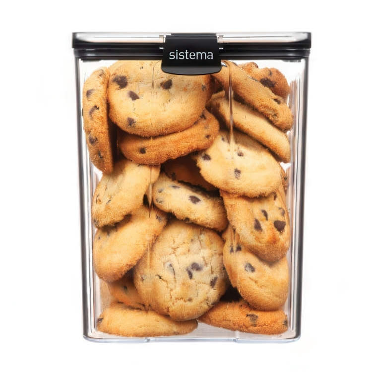 Canister, 2,75L, TRITAN ULTRA LARGE SQUARE, Clear / Black in the group Storage / Kitchen storage / Storage jars / Sistema storage jars at SmartaSaker.se (40324)